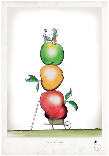 Apples - Whimsical Kitchen Fruit Print by Tony Fernandes